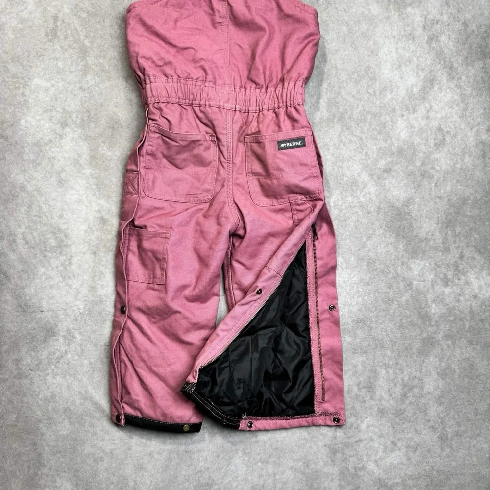 Berne Winter Bib Overalls Girls 4T Insulated Coveralls Pink Kids